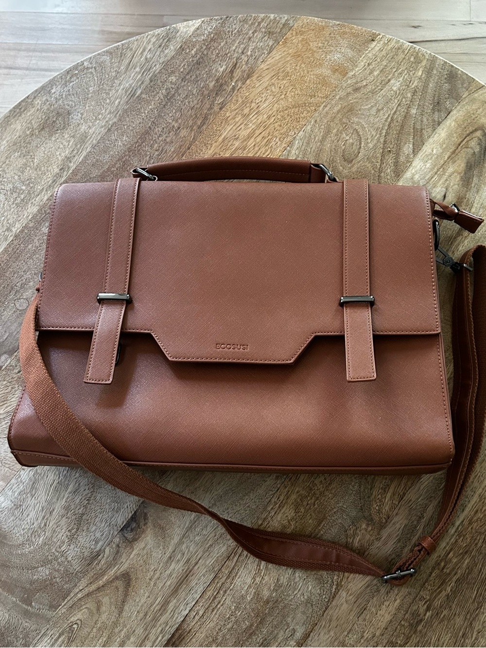 Ecosusi Brown Briefcase with Adjustable Shoulder Strap